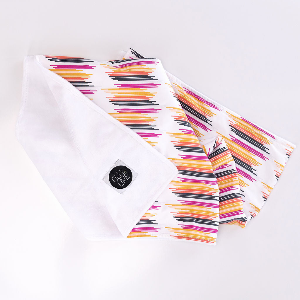 City Heartbeeps - Baby Blanket - Multi-colored Lines on Ivory - Olli+Lime